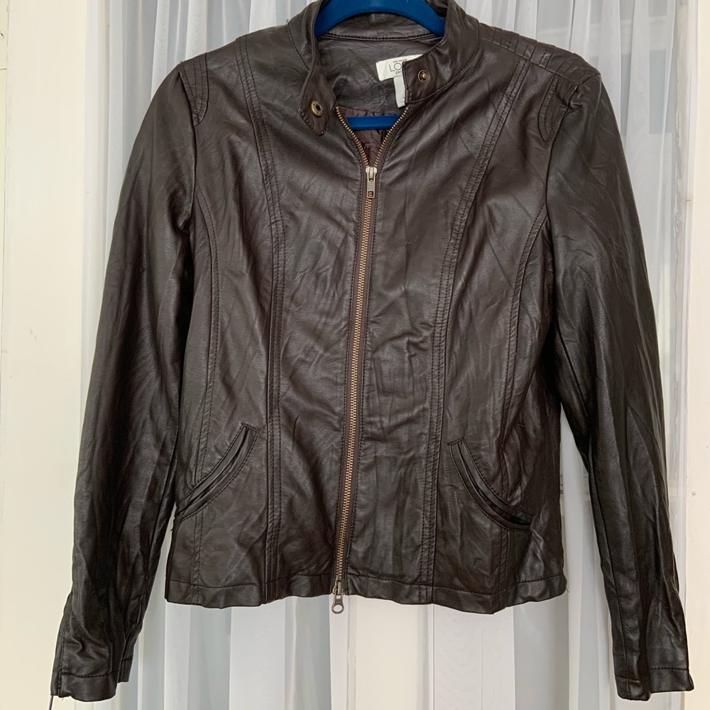 Ann Taylor Loft Leather Bomber Jacket